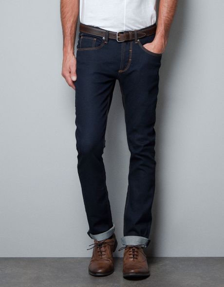 Zara Stretch Skinny Jeans in Blue for Men (dark blue) | Lyst
