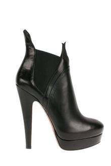 Alaïa Black Low Boots in Brushed Calfskin with Elastic Sides - Lyst