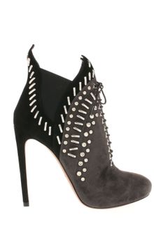 Alaïa Twotone Low Laceup Boots in Suede with Elastic Sides and Decorative Stufs - Lyst