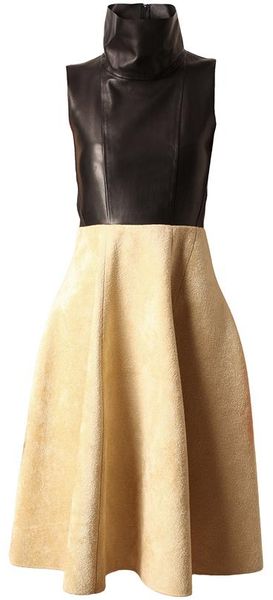 Calvin Klein Leather and Chenille Dress - Lyst