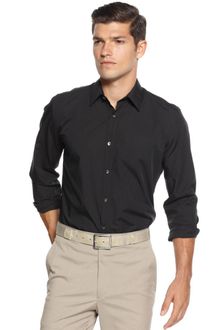 Calvin Klein Long Sleeve Slim Fit Mini Stripe Shirt - Lyst