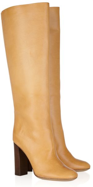 Chloé Textured Leather Knee Boots - Lyst