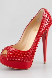 Christian Louboutin Lady Peep Spikes Pump - Lyst