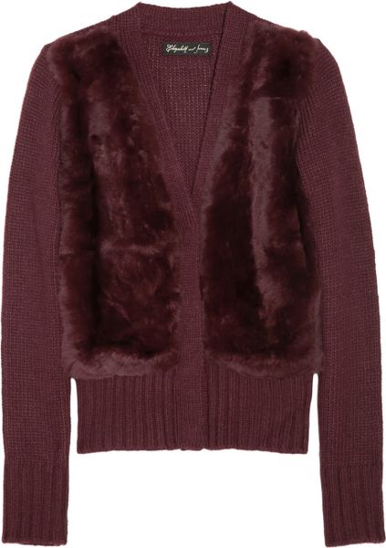Elizabeth And James Rabbit Paneled Knitted Cardigan in Red (merlot) - Lyst