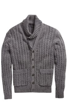 French Connection Lambswool Cableknit Cardigan - Lyst