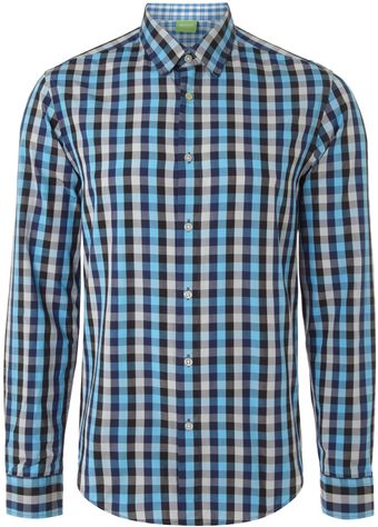 Hugo Boss Long Sleeved Gingham Shirt - Lyst