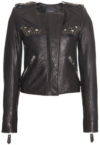 Isabel Marant Edris Textured Leather Jacket - Lyst