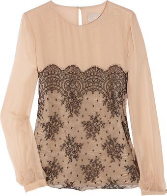 Jason Wu Silkchiffon and Lace Blouse - Lyst