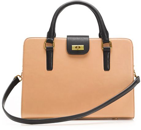 J.crew Edie Attaché Bag in Two Tone in Beige (caramel black) - Lyst
