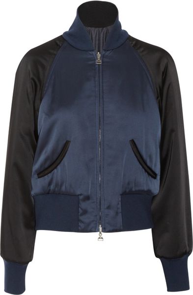 Jil Sander Mail Padded Satin Bomber Jacket in Blue - Lyst
