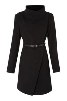 Kenneth Cole Twill Belted Wool Coat - Lyst