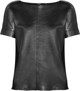 Maje Metallic Leather and Stretchcotton Top - Lyst