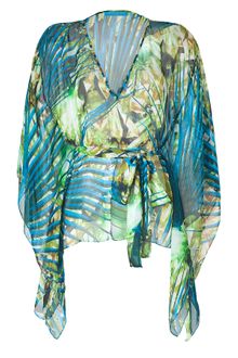 Matthew Williamson Escape Jade Printed Silk Kimono Top - Lyst