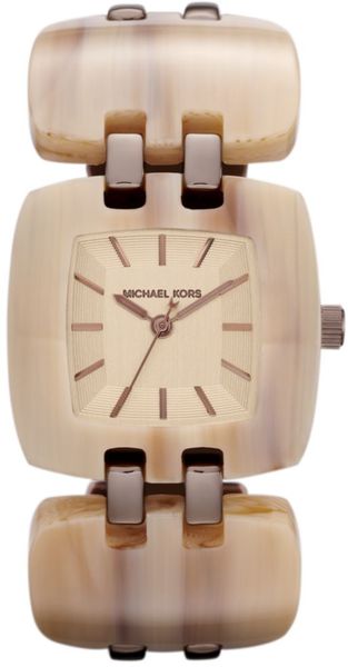 Michael Kors Womens Chip Sand Acetate and Espresso Tone Stainless Steel Link Bracelet 34mm in Beige (sand) - Lyst