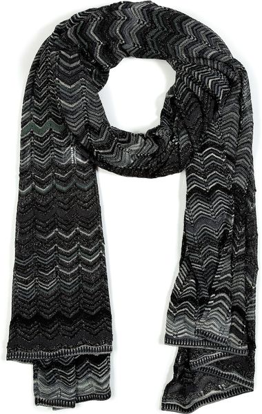 Missoni Charcoalfir Green Metallic Variegated Knit Scarf in Gray (charcoal) - Lyst