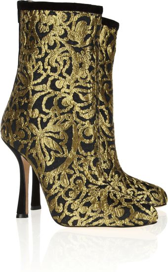 Oscar de la Renta Ella Suedetrimmed Brocade Ankle Boots - Lyst