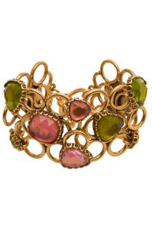 Oscar de la Renta Multi Link Green and Pink Bracelet - Lyst