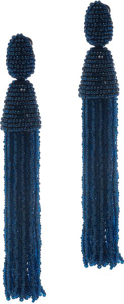 Oscar De La Renta Long Tassel Earrings in Blue (red) - Lyst