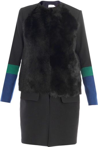 Preen Zora Scuba Wool and Sheep Skin Coat - Lyst