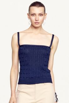 Ralph Lauren Black Label Cable Knit Silk Camisole - Lyst