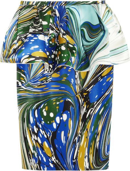 Stella Mccartney Berkeley Printed Silkblend Peplum Skirt in Blue (multicolored) - Lyst