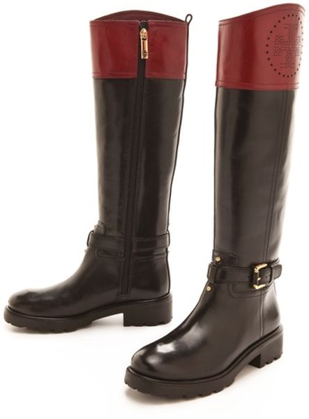 tory burch riding boots brown