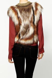 Twelfth Street by Cynthia Vincent Neck Beaded Fur Vest - Lyst