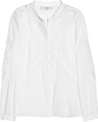Vanessa Bruno Athé Cottonvoile Lace and Mesh Blouse - Lyst