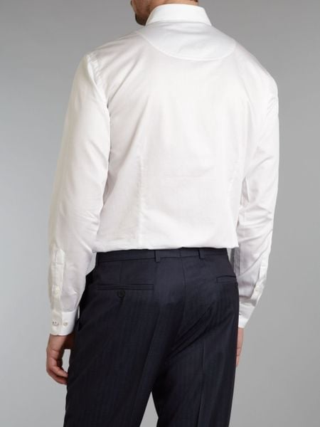 mens white penny collar shirt uk