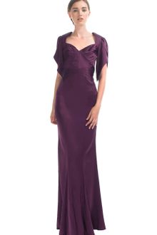 Zac Posen Resort Plum Flutter Sleeve Charmeuse Gown - Lyst