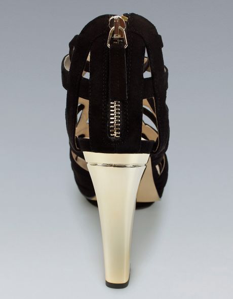 Zara Shiny Heel Strappy Sandal in Black - Lyst