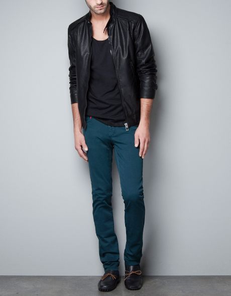 Zara Synthetic Leather Jacket with Stand Collar in Black for Men ...