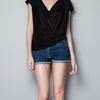 Zara Tshirt with Plunging Neckline in Black - Lyst