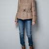 Zara Short Puffer Jacket in Fantasy Fabric in Beige (camel) - Lyst