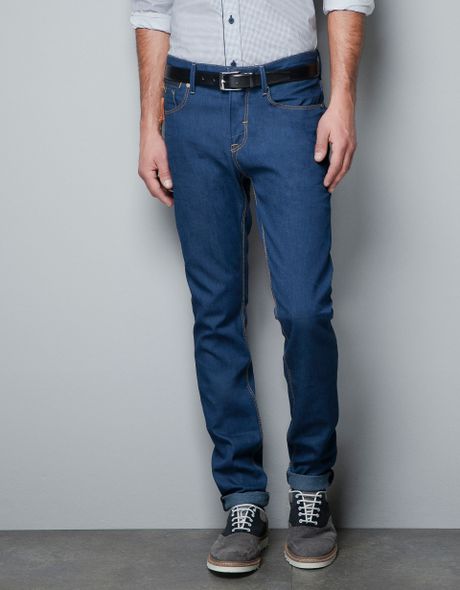 Zara Jeans with Piping and Zip in Blue for Men (dark blue) | Lyst