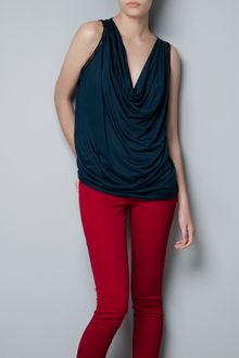 Zara Draped T-shirt with Chains - Lyst