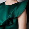 Zara Dress with Asymmetric Shoulder and Frill in Green (emerald green) - Lyst