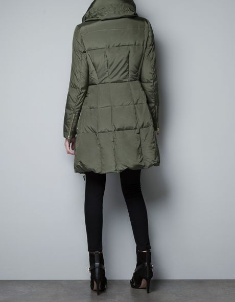 Zara Puffer Jacket in Khaki | Lyst