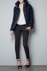 Zara Short Puffer Jacket with Fur Collar