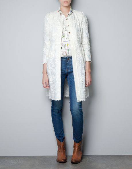 zara white lace top