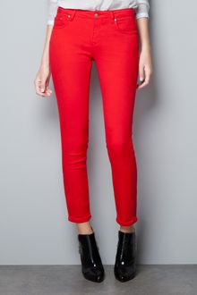 Zara Slim Fit Pop Fabric Jeans - Lyst