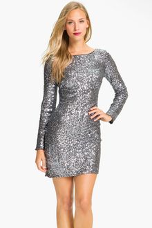 Aidan Mattox Long Sleeve Sequin Sheath Dress - Lyst