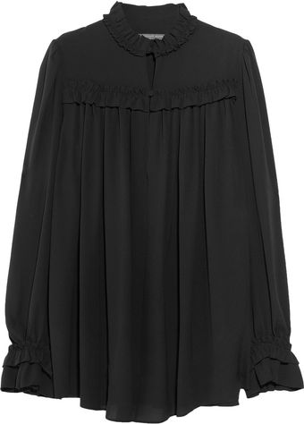 Alexander McQueen Ruffled Silk Crepe Blouse - Lyst