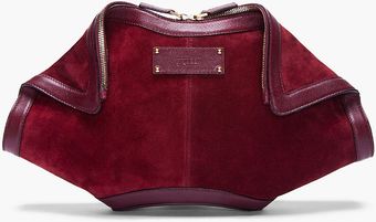 Alexander McQueen Oversize Burgundy Suede De Manta Clutch - Lyst