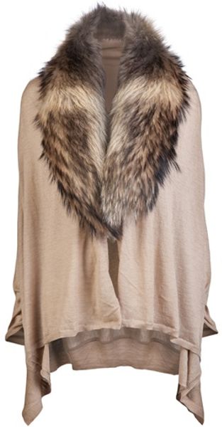 Alice + Olivia Izzy Cascade Fur Cardigan in Beige (nude) - Lyst