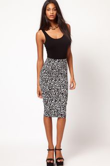 ASOS Collection Asos Pencil Skirt in Monochrome - Lyst