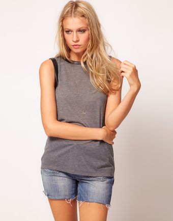 ASOS Collection Asos Vest with Leather Look Trim - Lyst