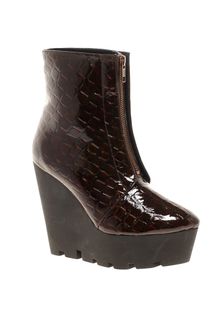 Cheap Monday Monolit Zip Front Croco Wedge Ankle Boots - Lyst
