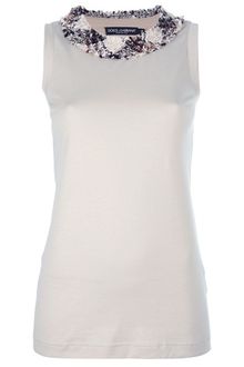 Dolce & Gabbana Frayed Wool Detail Vest Top - Lyst