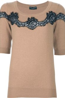Dolce & Gabbana Floral Lace Detail Sweater - Lyst